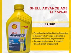 SHELL Advance AX5 4T 1L 15W40 Premium Mineral Motorcycle Oil