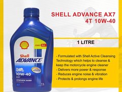 SHELL Advance AX7 4T 1L 10W40 Motorcycle Oil Synthetic Based