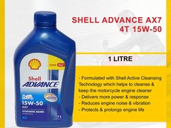 SHELL Advance AX7 4T 1L 15W50 Motorcycle Oil Synthetic Based