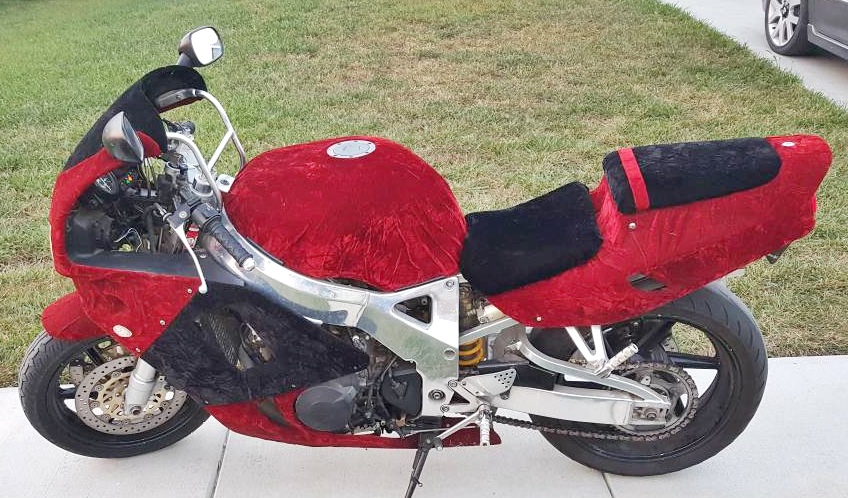 Motorbike Wrapped in Crushed Velvet for Sale on Craigslist