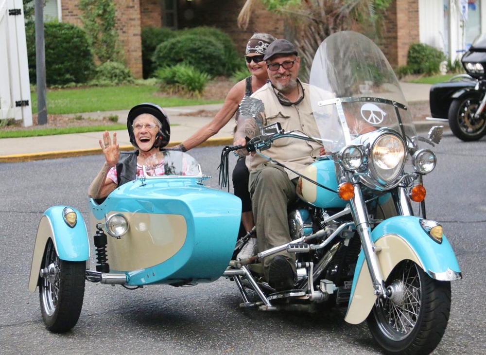 Old lady on motorcycle new arrivals